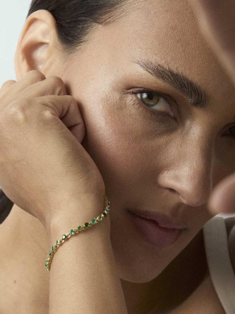Shuga 3mm green precious gemstone tennis bracelet